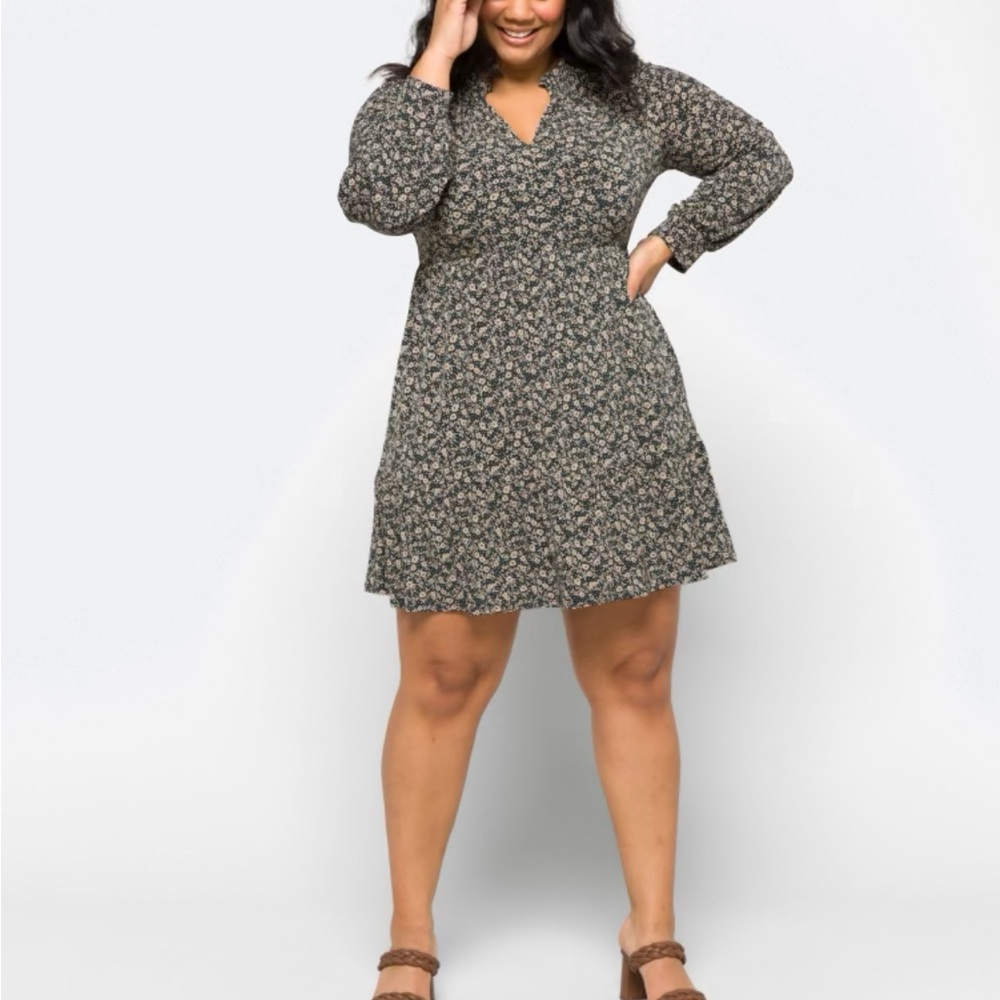Black Floral Dress with Sheer Sleeves